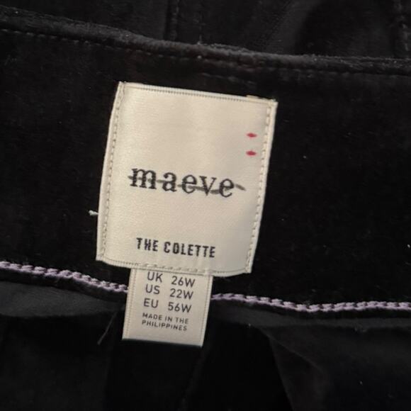 Maeve The Colette Velvet Wide-Leg Cropped Pants Women's 22W Black Classic NEW - Picture 4 of 6